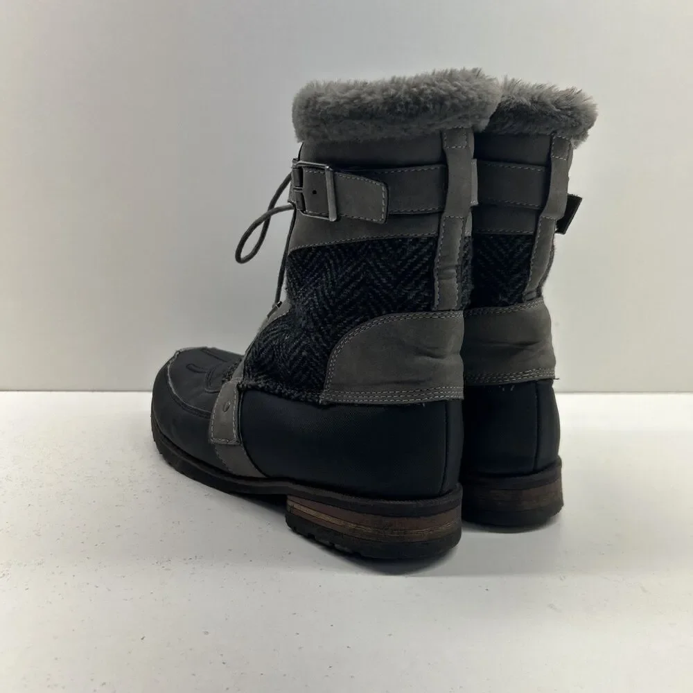 Rock & Candy By Zigi Danlea Gray Lace Up Faux Fur Trim Boots‎ Womens Sz 10M